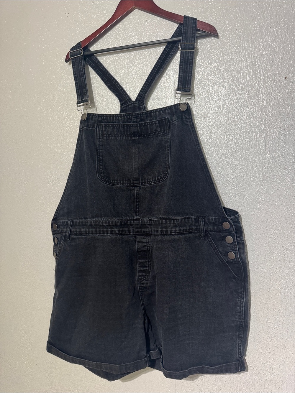 City Chic Wash Black Denim Short Overalls Romper Womens Plus Size 20